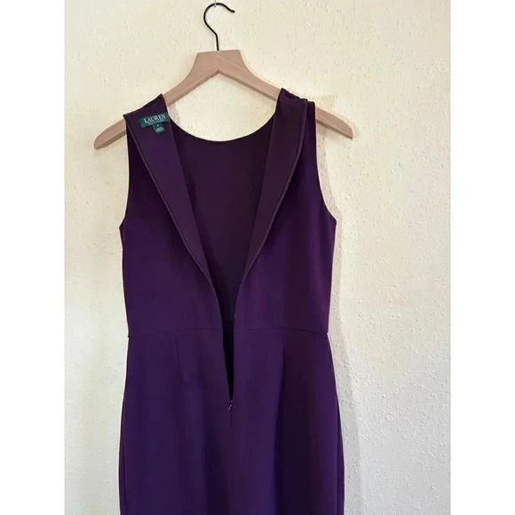 Lauren Ralph Lauren Size 6 PlumPurple Sleeveless Ruched Stretch KneeLength Dress - Picture 5 of 6